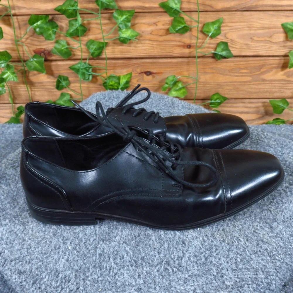 Alfani Quincy Men Cap Toe Oxford Shoe 8.5 M Formal Dress Black Manmade